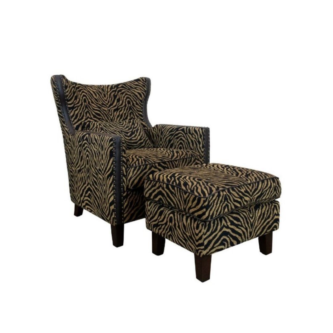 Zebra Print Occasional Chair & Ottoman image 0